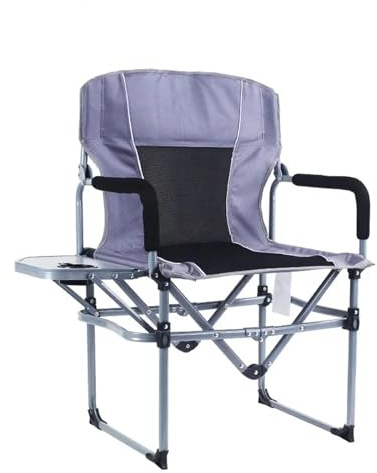 GSCLZ Hochleistungs-Regiestuhl mit Beistelltisch, einfach zusammenklappbares Design for Strand, Outdoor, Camping, Angeln(Grey)
