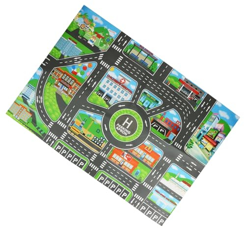 Autoteppich – interaktiver Straßenspielteppich, Teppich für Kid Street City Street | Kreative Stadtkarte, fantasievolles Abenteuer für Mamat, Wachsaktivitäten