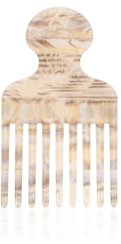 Peigne à Dents Larges Cheveux pour Boucles, 12cm Démêlant et Releveur Peigne Afro à Dents Longues Outil de Coiffure pour Emmes et Hommes Fournitures de Barbier (Gris Jaune)