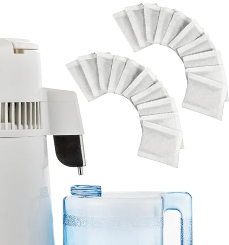 Fridgestea 20PCS Activated Carbon Filters for Water Distillers - 8×6.5cm | Filter Sachets, Coconut Shell Carbon Replacement with Food-Grade Packaging, Removes Impurities & Odors for Home/Kitchen