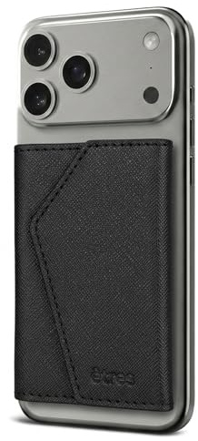 TECHMADE ETRES Portafoglio Magnetico ICON Easy - Compatibile con iPhone 17/16/15/14/13/12 - Protezione RFID, in PU Leather - 6 Carte + Tasca Contanti - Compatto, Unisex, Antiscivolo (Saffiano Black)