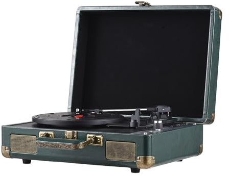 CHICIRIS Tourne-Disque Portable avec Système HiFi 5.0, Platine Vinyle à 3 Vitesses pour Enregistrements 7/10/12 Pouces, Lecture USB/SD/TF, Idéal pour la Maison et Les Fêtes (Green)