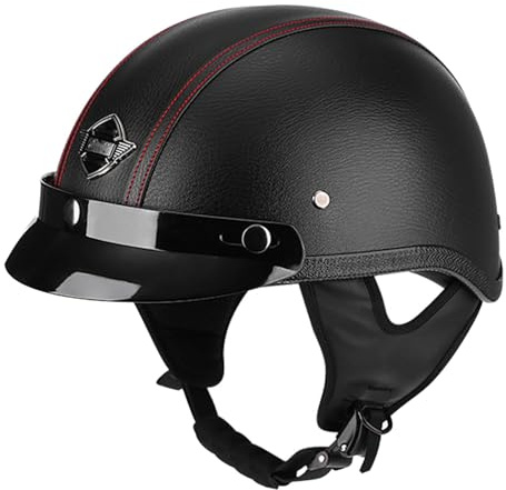 Caschi Jet E Demi-Jet Moto Omologato DOTECE Casco Mezzo Da Motociclista Retrò Caschi Cromwell Elmetto Scodella Aperto Casco Da Scooter Per Adulti Uomini Donne Robusto G,M:57-58CM