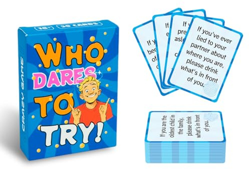 Who Dares to Try! Partyspielkarten für Erwachsene, 30 Karten, 18+, Soziales Trinkspiel für Partys, Spieleabende & Gruppenveranstaltungen, Ideal für Erwachsene