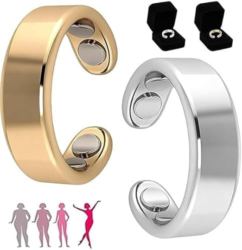 LEEWENYAN 2PCS Magnetic Rings, Opening Adjustable Magnetic Rings for Women, Copper Ring for Women Men, Magnetringe Ring with Gift Box & Adjustable Size