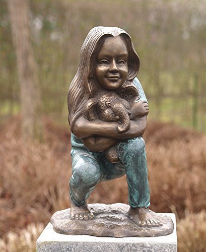 H. Packmor GmbH Bronzeskulptur kleines Mädchen mit einem Elefanten
