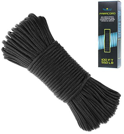 550 Paracord Bracelet Parachute Cord - 7 Strand Type III Paracord Rope (Black)