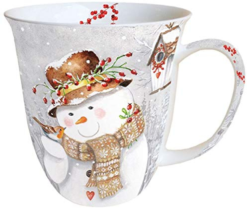 Ambiente Julmugg snögubbe håller Robin Mug 0,4 L engelska porslin