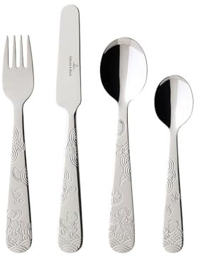 Villeroy & Boch - Hungry As A Bear Kinderbesteck Set 4 Teilig, Rostfrei, Spülmaschinenfest, Besteckset Kinder Mit Bär, Essbesteck Kinder, Kindergabel, Kinderlöffel, Kindermesser, Edelstahl