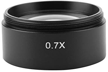 Thincol 0.7X Auxiliary Stereo Microscope Objective Lens, 48mm Mounting, Easy to Attach, Black, LED Light, Metal, Industry Video Microscope Accessory