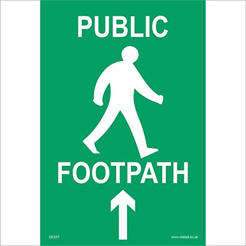 GE547 Public Footpath Ahead Arrow Sign Trail Bridle Way Towpath Lane Road 150mm x 200mm 5mm Heavy Duty Foamex Foamboard
