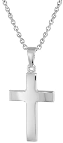 trendor Kreuz-Anhänger 21 mm Weißgold 333 (8 Karat) mit Silberkette 75966 | zeitlose Halskette für Damen und Herren, Schmuckstück aus Echtgold und Silber,