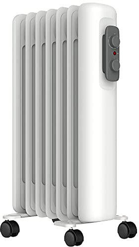 MYLEK Oil Filled Radiator Electric Heater 1500W, Portable With Adjustable Thermostat, 3 Heat Settings, Tip Over Protection, Thermal Safety Cut Out, Energy Efficient (1.5kW)
