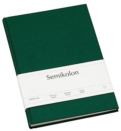 Semikolon 364090 Notizbuch Classic A5 liniert - 176 Seiten, cremeweißes Papier - Lesezeichen - forest grün
