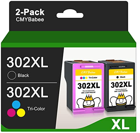 CMYBabee 302XL Cartuchos de Tinta Remanufacturados para Tinta HP 302 XL Negro y Color Pack para HP Envy 4520 4527 4521 4522 4524 DeskJet 3630 3639 2130 Officejet 3830 3833 3831 4650 4654 5220 5230