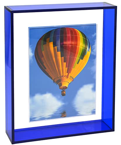 Mutellstory Cadre Photo Flottant en Acrylique pour Montage Mural et décoration de Table pour galerie, Maison, Bureau, Bleu Klein 10,2 x 15,2 cm