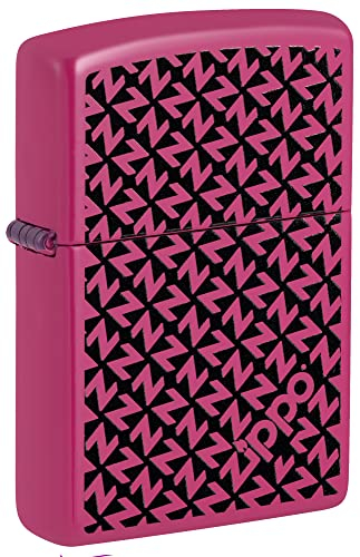 Zippo - Z Logo Design - Pink Sturmfeuerzeug nachfüllbar in Geschenkbox mit Einer Smartphone-Halterung