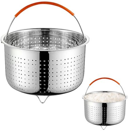 Dämpfkorb Edelstah 21.5 cm, Dämpfeinsatz Topf Zubehör, Edelstahl Dampfgarer Mit Silikon Griff Fit Schnellkochtopf Instant Pot für Töpfe, Kochtöpfe, Schnellkochtopf Dünsten von Gemüse Früchte Eier