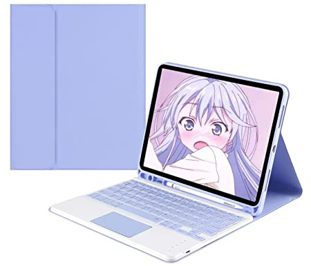 ZKAIAI Custodia Tastiera per iPad 9.7 6a/5a Generazione 2018/2017, iPad Pro 9.7, iPad Air 2/1, Custodia con Tastiera Touchpad Bluetooth per iPad 9.7, Smart Cover con Supporto Pencil, Viola