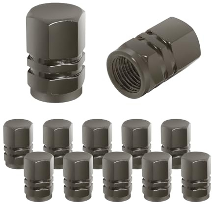 CGEAMDY Tapa de Válvula de Neumático, 12 Piezas Cubrepolvo de Aluminio para Rueda de Coche, Impermeable y Resistente, Válvula de Neumático Universal para Coches, Camiones, Motos, SUVs (Gris)