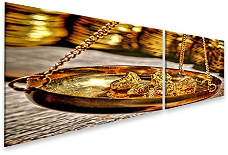 islandburner Bild auf Leinwand Goldnuggets Waage Pfanne Edelmetallhändler Klein Wird Geprüft Gewicht Alter Stil Bilder Wandbilder Poster HVTR-2K