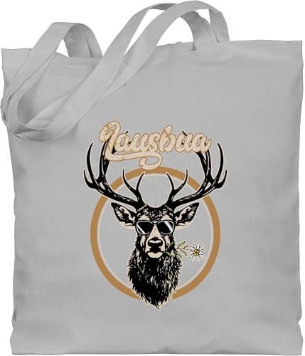 Baumwolltasche - Kompatibel mit Oktoberfest Tasche - Lausbua Hirsch Hirschgeweih Lausbub - Unisize - Hellgrau - oktoberfesttasche bayrische taschen oktoberfest-tasche bayrisch totebag bag bayern