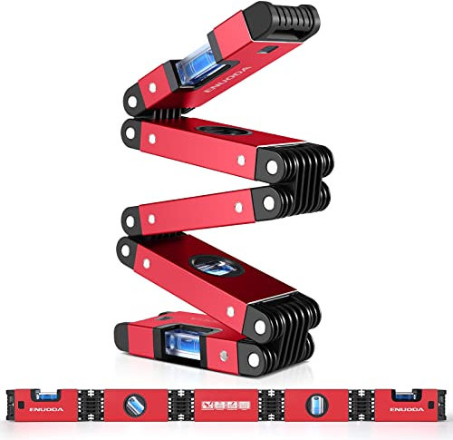 ENUODA Niveau à bulle multifonctionnel 70 cm pliable en aluminium rectifié avec précision magnétique avec quatre bouteilles bleues 45°/90°/180° pour la maison, les ouvriers du bâtiment