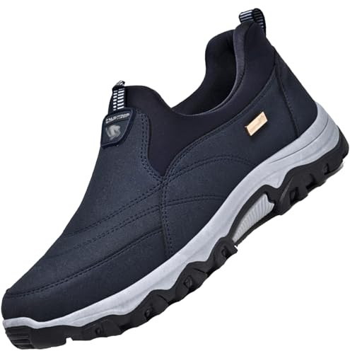 AZMAHT Scarpe Sanitarie Uomo Scarpe Diabetici Uomo Scamosciato Confortevole Sneakers Casual all'Aperto Mocassini Uomo Classico Piatto Slip On,Blu,42/260mm