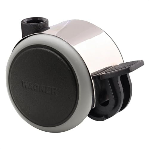 WAGNER 01142601 - Rueda doble para muebles, diámetro de 40 mm, altura de 45 mm, color negro y cromo, con bloqueo, capacidad de carga de 35 kg
