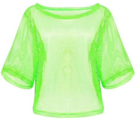 Aomig 80s Neon Fishnet Mesh T-Shirt, 1980s Neon Fancy Dress Costume for Women Girls, Women Sexy Casual Top for 1980s Retro Theme Party