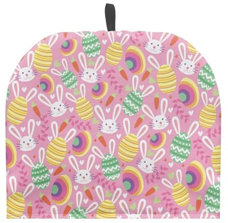 Rnyleeg Tea Cozy Cotton Tea Cosy for Teapots Colorful Eggs Rabbits Tea Pot Dust Cover Insulated Kettle Cover for Home Kitchen Tea Cozies, Pink
