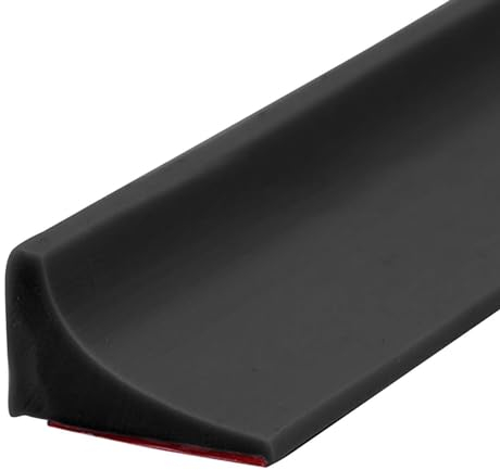 200CM Garde d'eau de douche pliable, Barrière de Douche Seuil Douche Barrage d'eau Autocollante, Anti Débordement Seuil de Douche Barrage D'eau en Caoutchouc, Joint Porte Douche (Noir)