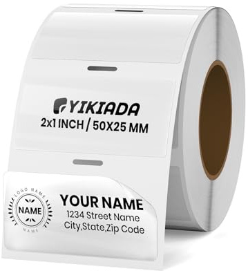 YIKIADA 25 × 50 mm (10 x 12 tum) termiska etiketter i vinyl, genomskinliga termiska etiketter, rektangulära klistermärken, vattentäta, för namn, streckkod, QR-kod, gör-det-själv, 300 st