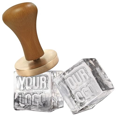 Personalisierter Eiswürfel-Markenstempel – personalisiertes Logo mit abnehmbarer Marke, Holzgriff für Cocktails, Whiskey, Mojito, Bargetränke, DIY Handwerk (3,8 cm)