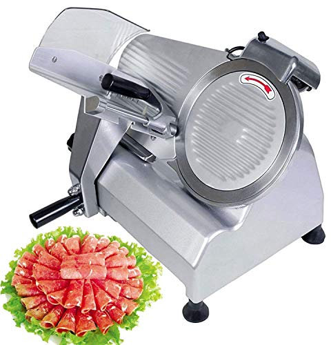 Electric Food Slicer Commercial Deli Slicer 240W Hotpot Beef Mutton Chips Cutting Machine 10 Inch Blade Heavy Duty for Meat Chopper Butcher Cutter