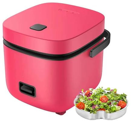 MGHRUE Petit Cuiseur À Riz 2 Personnes, Cuiseur À Riz Gluant 1,2 L, avec Cuisson Automatique Et Fonction De Maintien Au Chaud,Rouge