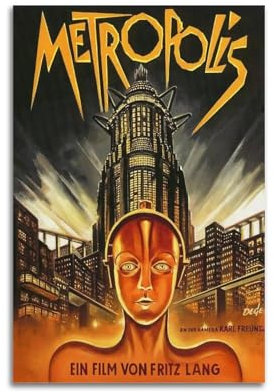LISHDUNS Metropolis Filmposter, Schlafzimmer, Wohnzimmer, Wanddekoration, Poster, Ästhetik, Art-Deco, 30 x 45 cm, ungerahmter Stil