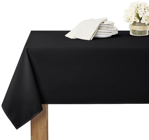 RYB HOME Nappe Noire Rectangulaire - Nappe 140x200 cm de Table Etanche Imperméable Anti Taches Toile Cirée Tissu Uni Polyester pour Cuisine/Salle à Manger/Exterieur