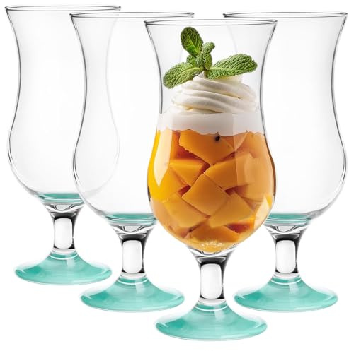 Glasmark Krosno Lot de verres à cocktail Long Drink Cocktail Gin Bière Eau Long Drink Verres à cocktail Verre à eau Verre à smoothie Dessert Passe au lave-vaisselle Turquoise 4 x 420 ml