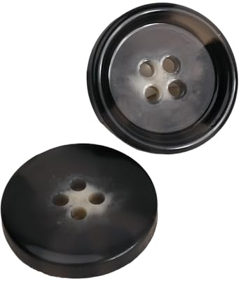 20PCS Resin Round Buttons Craft Sewing Snaps 4 Holes Handmade DIY Accessories (Black, 15mm)