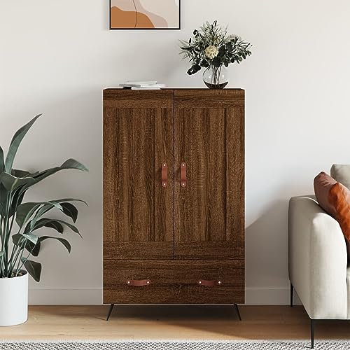 Iiaky Highboard Braun Eichen-Optik 69,5x31x115 cm Holzwerkstoff Highboard Wohnzimmer Esszimmerschrank Wohnzimmer SchräNke Highboard Vintage Buffetschrank - 830299