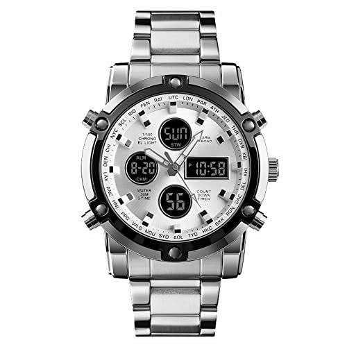 AKTOUR Mi Band Orologio Fitness Cinturino in acciaio Orologio da uomo impermeabile con quadrante in acciaio di lusso Mi Band 4 Orologio Fitness (Silver, One Size)