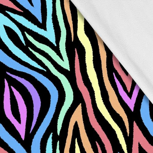 HEKO PANELS Softshell Stoff Meterware Outdoor Stoff Wasserfest Mit Fleece Stoff Zum Nähen Nähstoffe Windfest Für Jacke Wandern Sport Overall Zebra Bunt 2 Meter 145 x 200 cm