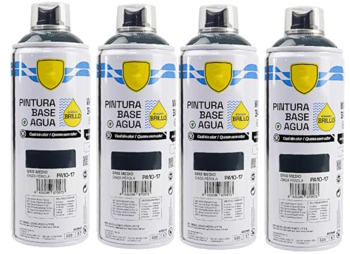 various - Pintura Spray Base Agua 400ml,Ecológica y Sin Olor,Para Muebles,Metal,Plástico y Madera,Colores Duraderos,Cobertura Uniforme - Gris Medio,4 unidad
