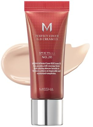 MISSHA M Perfect Cover BB Cream No.20 Cool Beige – SPF 42 PA +++ 50 ml – tonad fuktkräm för ansikte med SPF