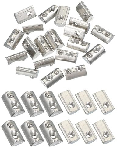 PATIKIL 3030 Series M5 t Slot Nuts, 20pcs Roll-in Spring Ball Loaded Elastic Nuts with 7.5mm Slot for Aluminum Extrusion Profile Rail 3D Printer, Silver