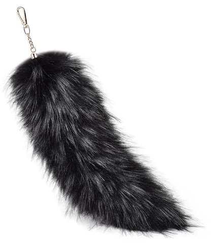 zoufabaola Fuchsschwanz Länge 40cm,fuchsschwanz Anhänger,therian Tail Kunstfell,Tasche Zusätze Auto Schlüsselketten Anhänger Weich Flaumig Dicht Dekoration Ursprüngliche Natürliche Farben (S)