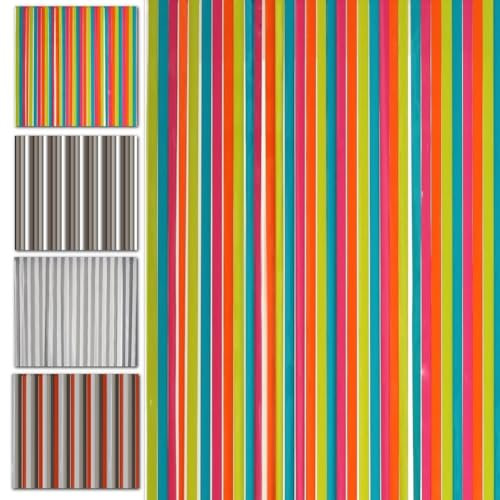 MadeInNature, Cortina de puerta con correas de plástico, interior y exterior, ancho 90 cm x largo 220 cm, colores a elegir (multicolor)