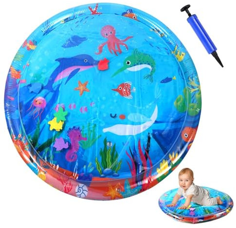 Générique Pets Water Sensory Matte, aufblasbares Spiel-Wasserbett, 92,5 x 92,5 cm, kühlend, interaktives Spielzeug, Thickened Leakproof Matte mit Pumpe, Haustierzubehör für drinnen und draußen
