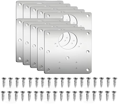 10Pcs Hinge Repair Plate, Kitchen Door Hinge Repair Plate, Cupboard Hinge Repair Plate with 60 Pcs Screws, Stainless Steel Hinges Repair Plates Brackets with Holes for Kitchen Wood Furniture